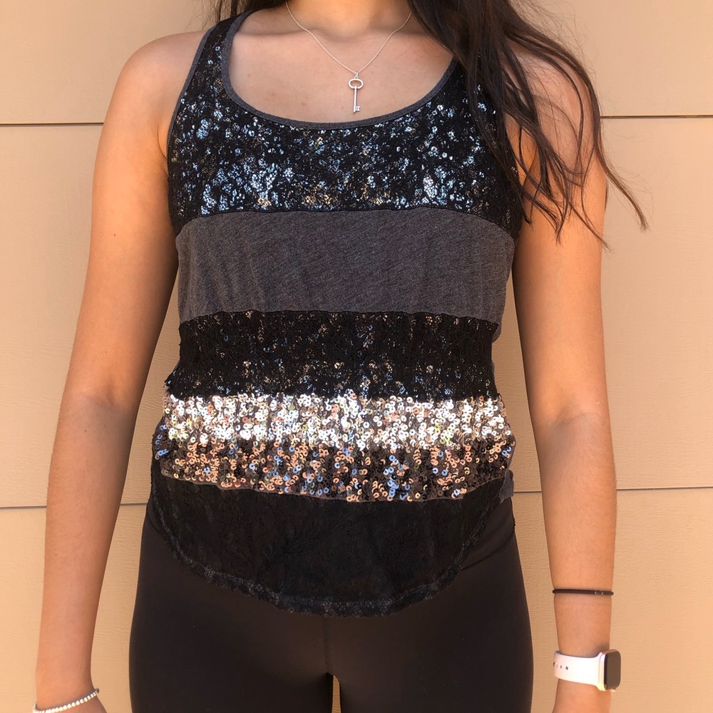 Black Sparkly Sequin Express Top Sz Medium